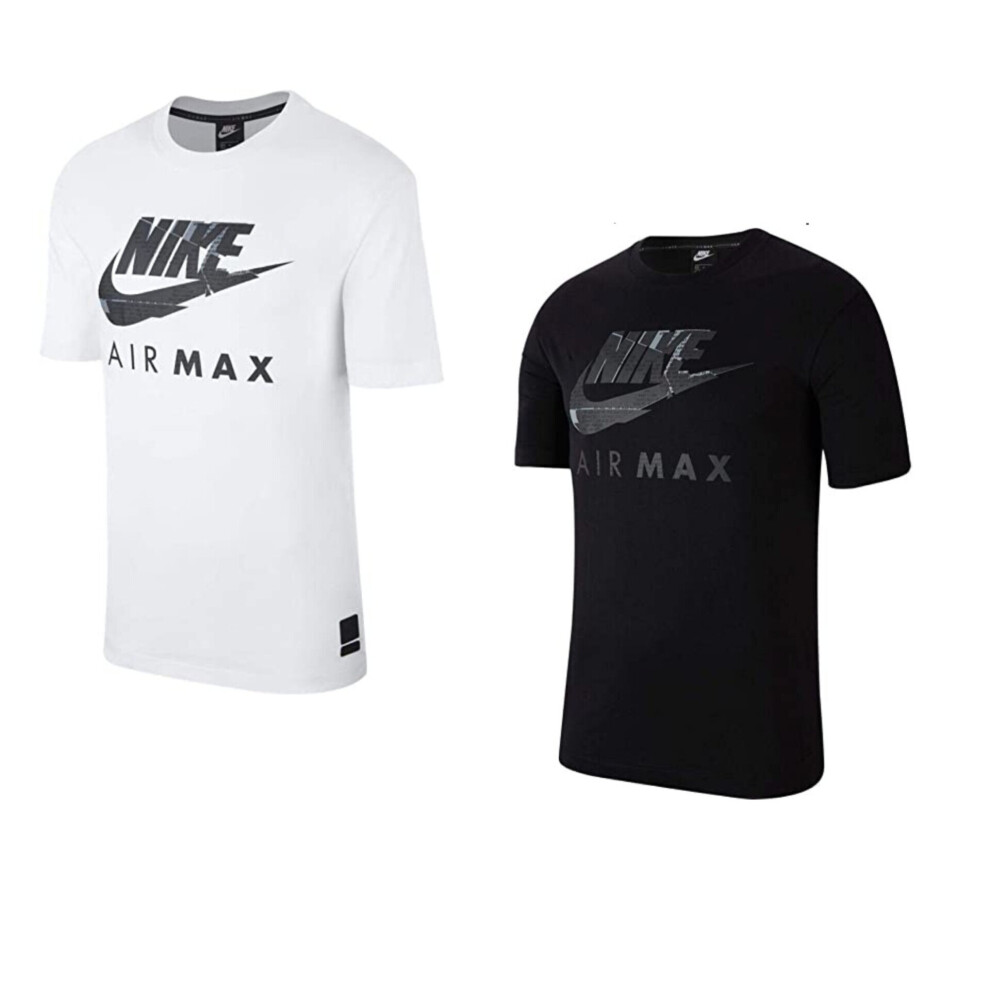 (Black, L) Nike Air Max T Shirt Black White