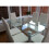 (Table with 6 chairs) WHITE GlASS DINING TABLE WITH FAUX LEATHER CHAIRS 14