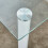 (Table with 6 chairs) WHITE GlASS DINING TABLE WITH FAUX LEATHER CHAIRS 6