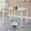 (Table with 6 chairs) WHITE GlASS DINING TABLE WITH FAUX LEATHER CHAIRS 11