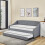 (Grey Daybed  with 2 mattresses) Linen fabric daybed sofabed with underbed trundle 5