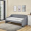 (Grey Daybed  with 2 mattresses) Linen fabric daybed sofabed with underbed trundle 6