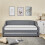 (Grey Daybed  with 2 mattresses) Linen fabric daybed sofabed with underbed trundle 4