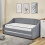 (Grey Daybed  with 2 mattresses) Linen fabric daybed sofabed with underbed trundle 3