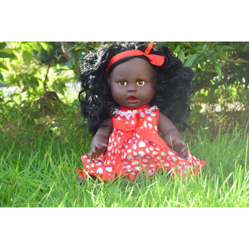 16" Large Afro Black Ethic African Afro Doll + Clothes - Vinyl 2