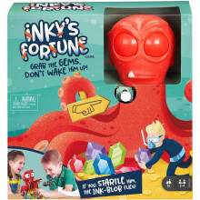 Mattel Games Inky's Fortune Barnspel med Bläckfisk, Juveler och Bläckfläck, Present till Barn 5 År och Uppåt