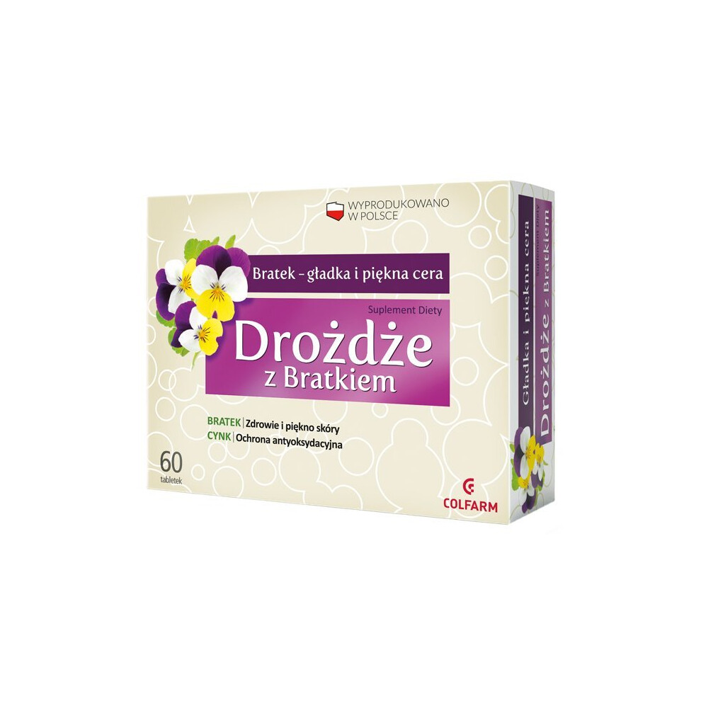 Colfarm Yeast With Pansy 60 Tabs Drozdze Z Bratkiem Skin, Hair And Nails