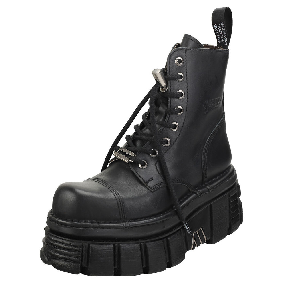 New Rock (9) Combat Boots Unisex Platform Boots In Black - 6 Uk
