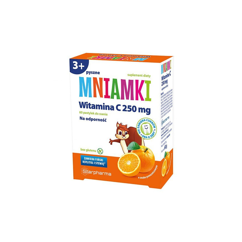 Mniamki Vitamin C 250 mg, over 3 years old, orange flavor, 60 lozenges