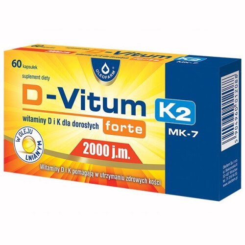 D-Vitum Forte 2000 IU K2 MK-7, 60 capsules for adults support immune system
