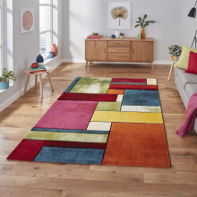 (120x170cm) Sunrise Multi Coloured Rugs 21821 Abstract Powerloomed Mats