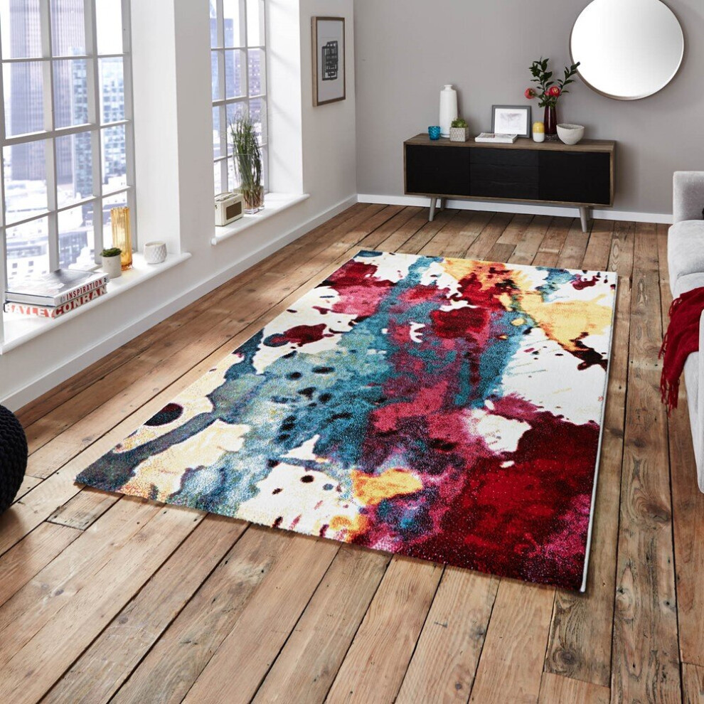 (120x170cm) Sunrise Multi Coloured Rugs 9349A Abstract Powerloomed Mats