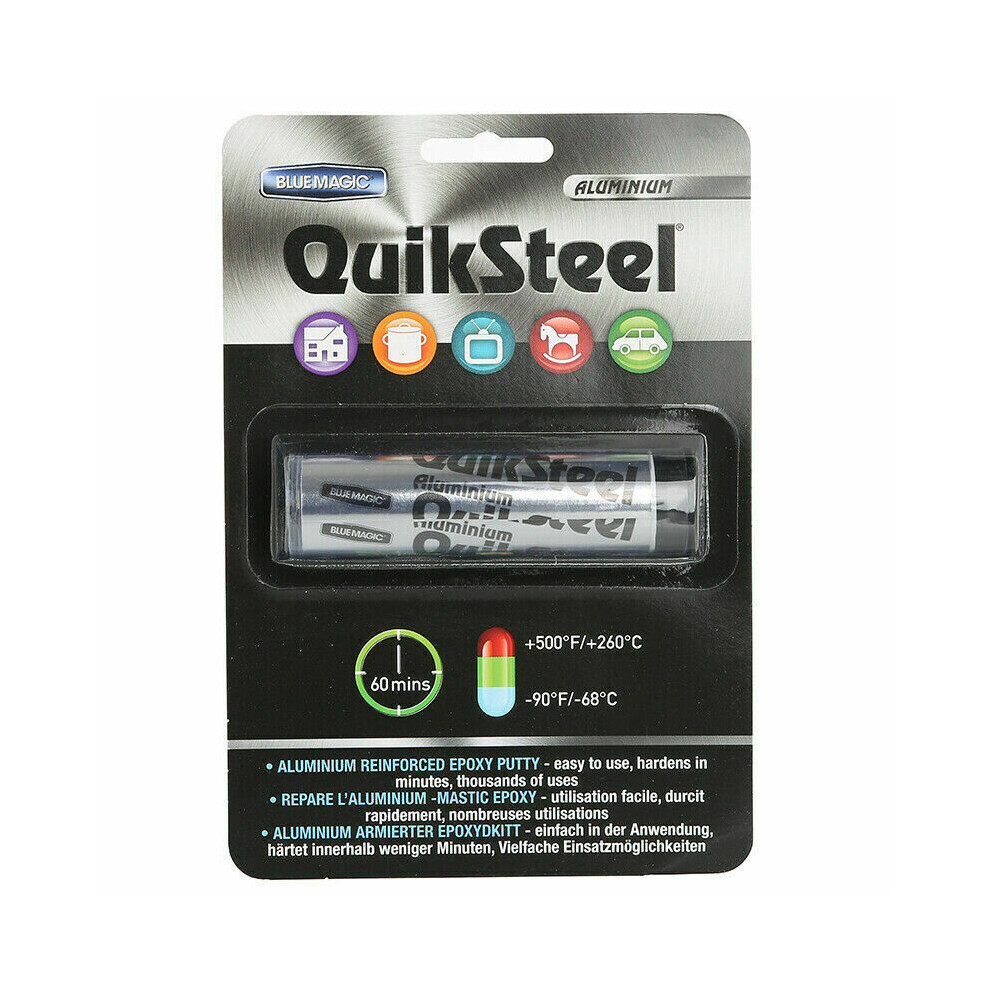 Quiksteel Epoxy Reinforced Aluminum Putty Mechanics Instant Repair Weld Fix Blue
