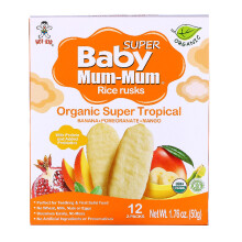 Hot Kid, Baby Mum-Mum Super, Wafers de Dentes Suaves, Super Tropical Orgânico, 12 Embalagens, 2 Wafers Cada