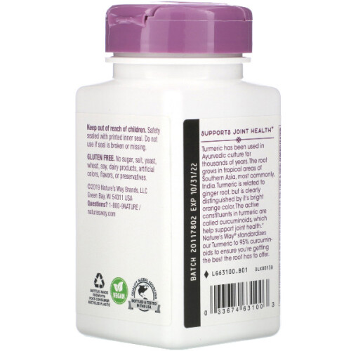 Nature's Way, Turmeric, Premium Extract, 500 mg, 60 Vegan Tablets 2