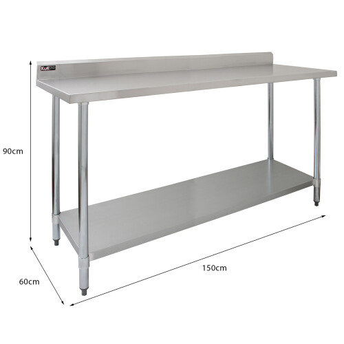 Lot Table de travail Support Plan Cuisine 2 Niveaux 1500mm & Êtagère d'Appoint 1