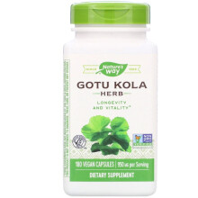 Nature's Way, Gotu Kola ört, 180 veganska kapslar (475 mg per kapsel)
