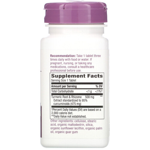 Nature's Way, Turmeric, Premium Extract, 500 mg, 60 Vegan Tablets 1