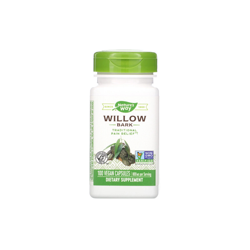 Nature's Way , Willow Bark, 800 Mg, 100 Vegan Capsules