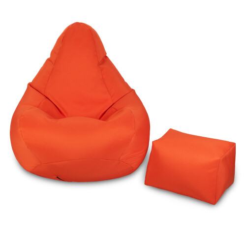 (Orange Bean Bag + Footstool) Loft 25 Water Resistant Highback Bean Bag