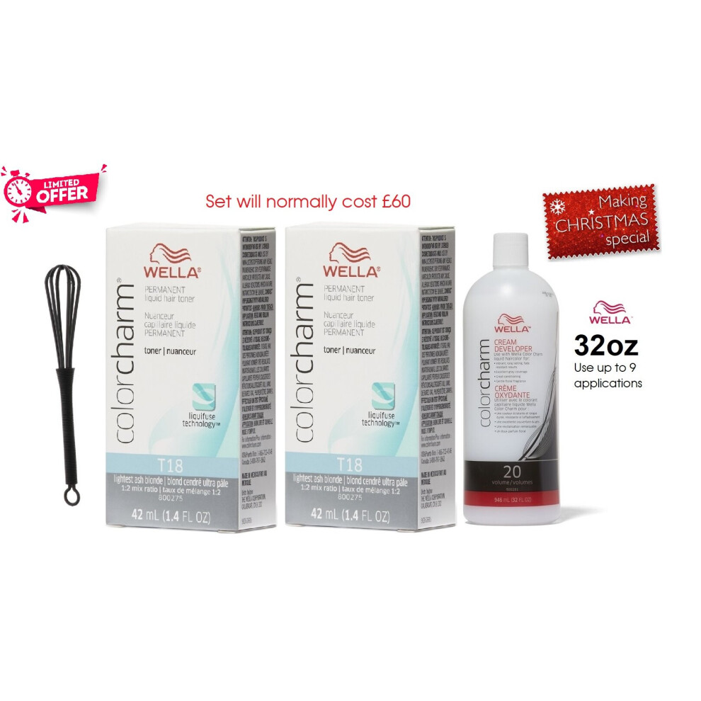 Wella Hair Colour Christmas Set (T18 Lightest Ash Blonde)