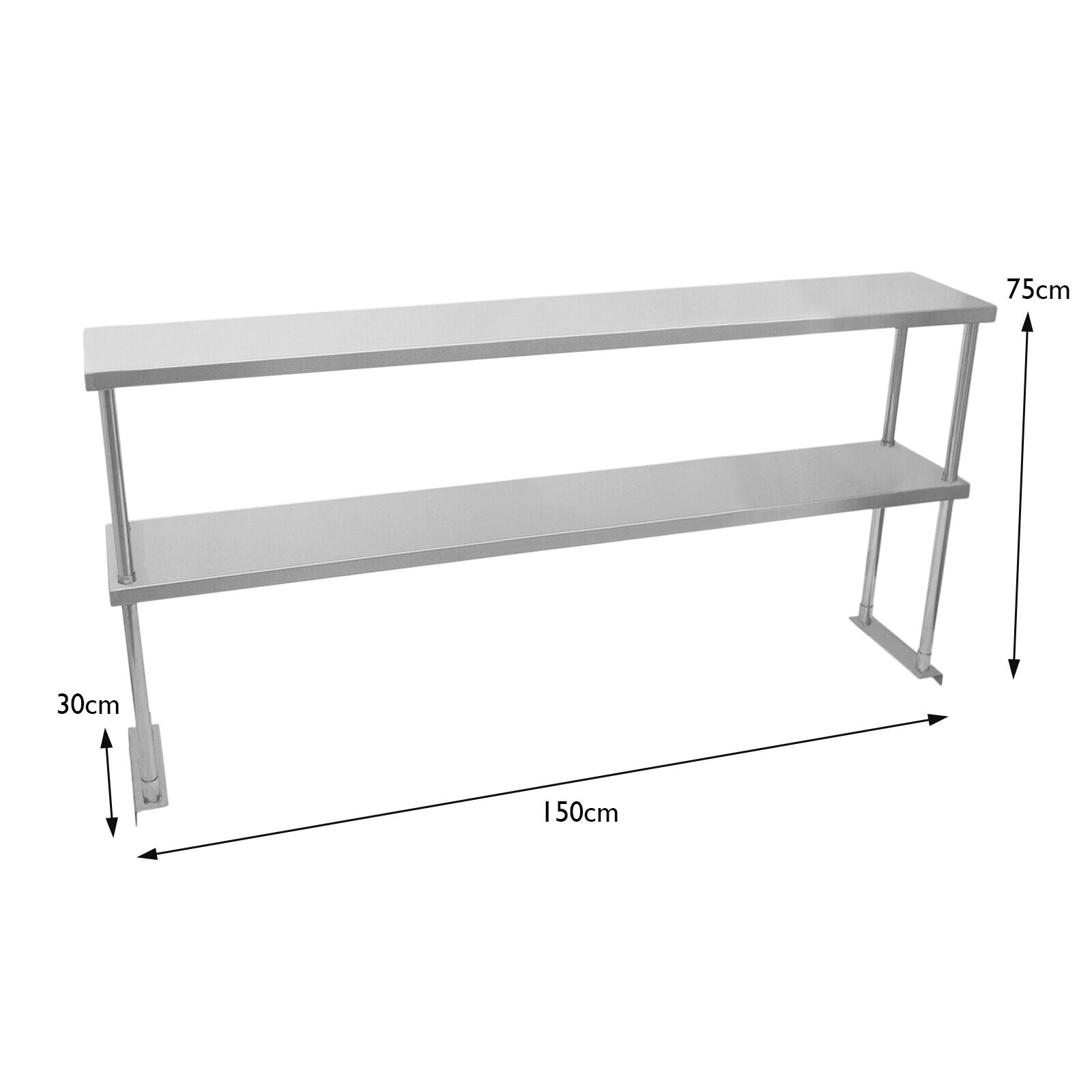 (Double Tier Shelving for 5ft Catering Prep Table Commercial Kitchen