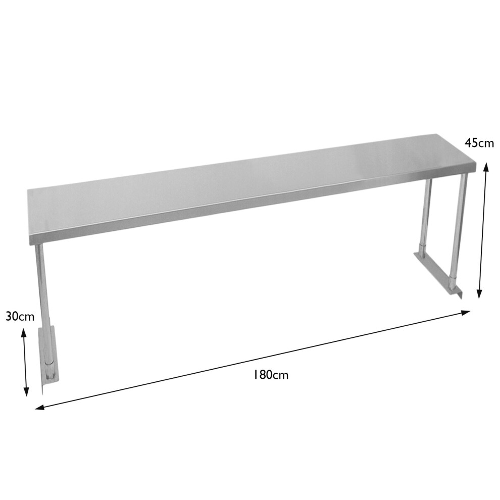 Kukoo (Single 1800Mm) Commercial Overshelf Prep Table Single/Double Tier Stainless Steel 150Cm / 180Cm