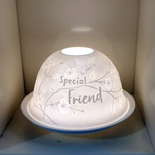 Nordic Lights Porcelain Tealight Candle Holder Dome & Tray - Special Friend