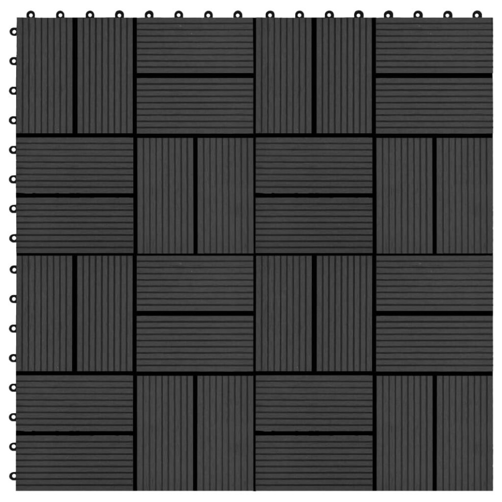 vidaXL 11x Decking Tiles WPC 30x30cm 1sqm Black Patio Paving Flooring Board