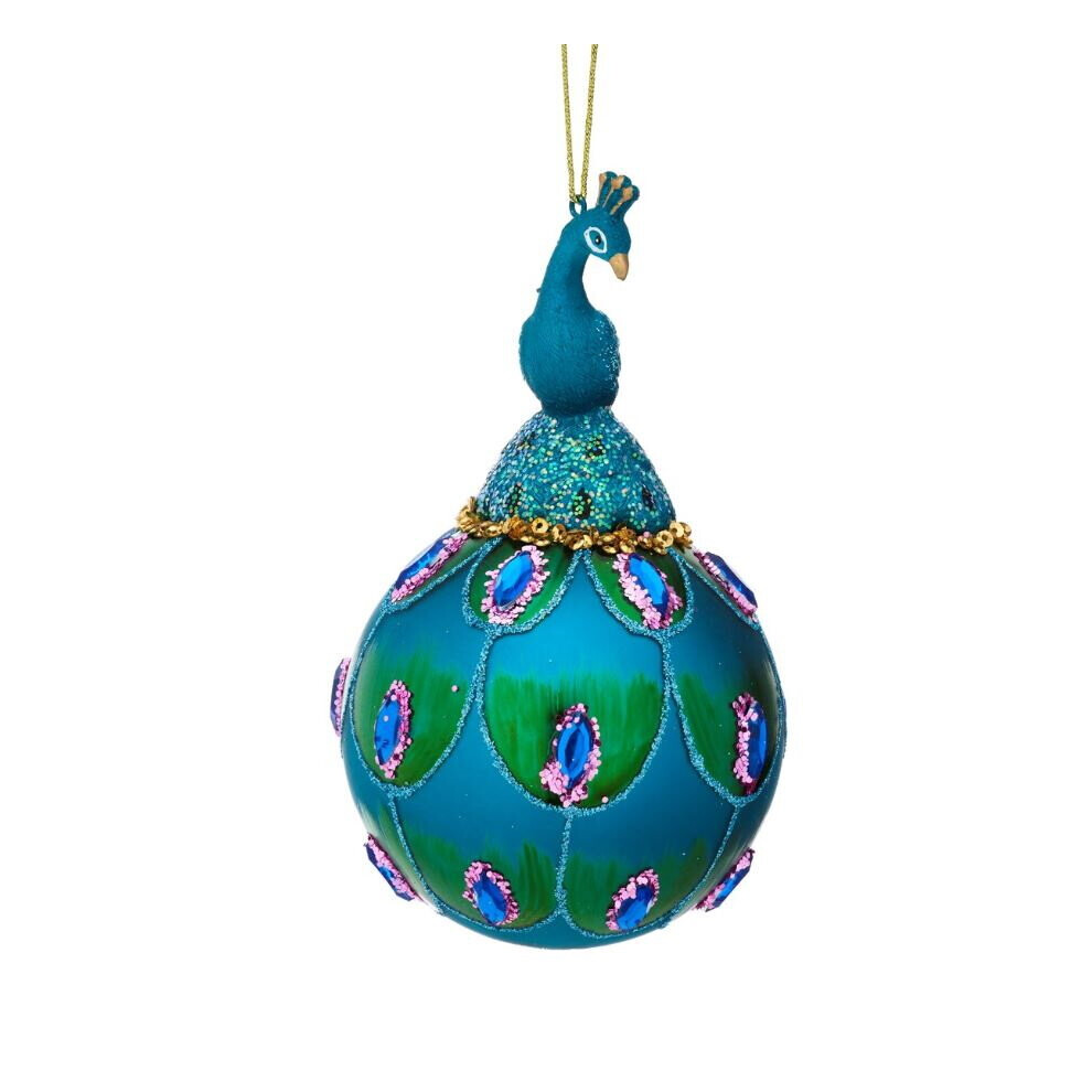 Sass & Belle Gorgeous Majestic Peacock Feather Christmas Bauble