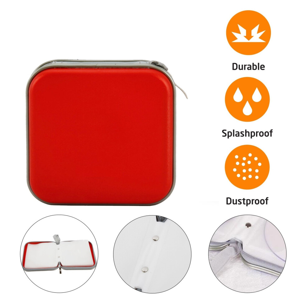 (40, Red) CD Case DVD Wallet Cover Disc Storage Holder Sleeve Handle Portable Car Home