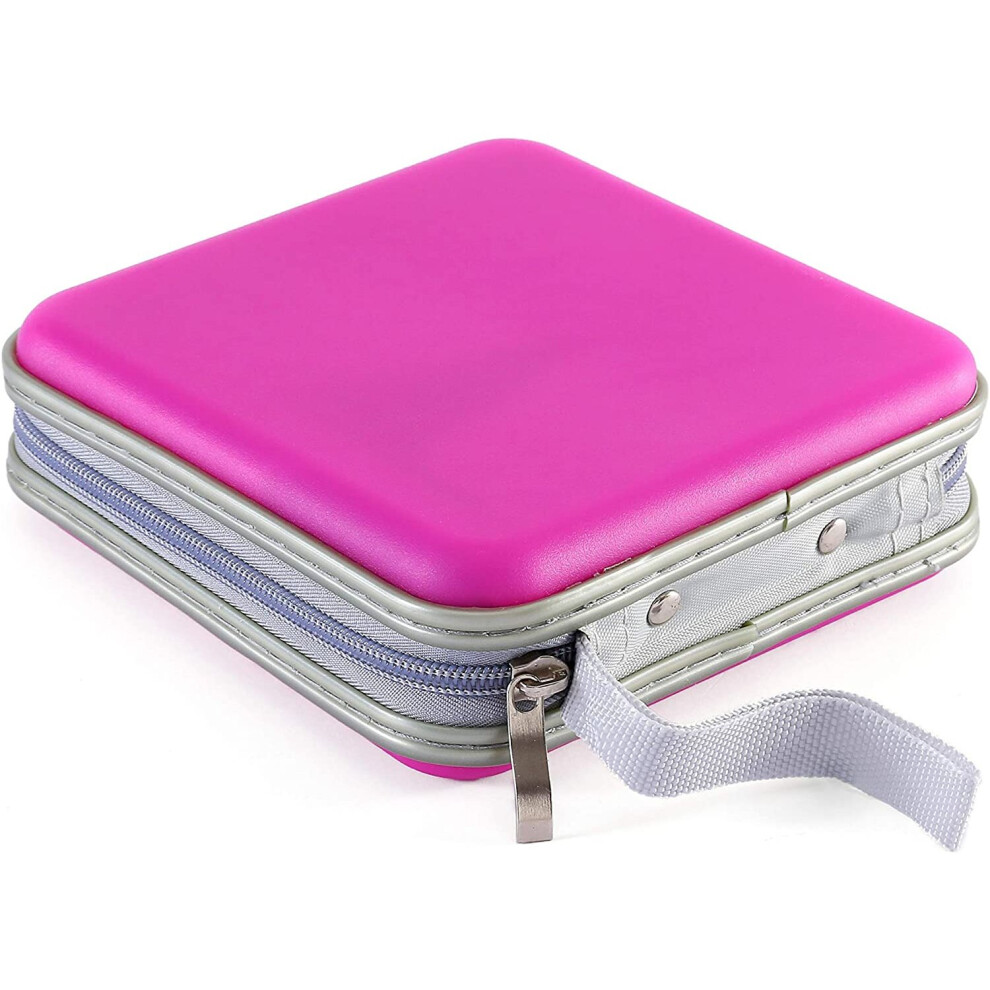 (40, Pink) CD Case DVD Wallet Cover Disc Storage Holder Sleeve Handle Portable Car Home