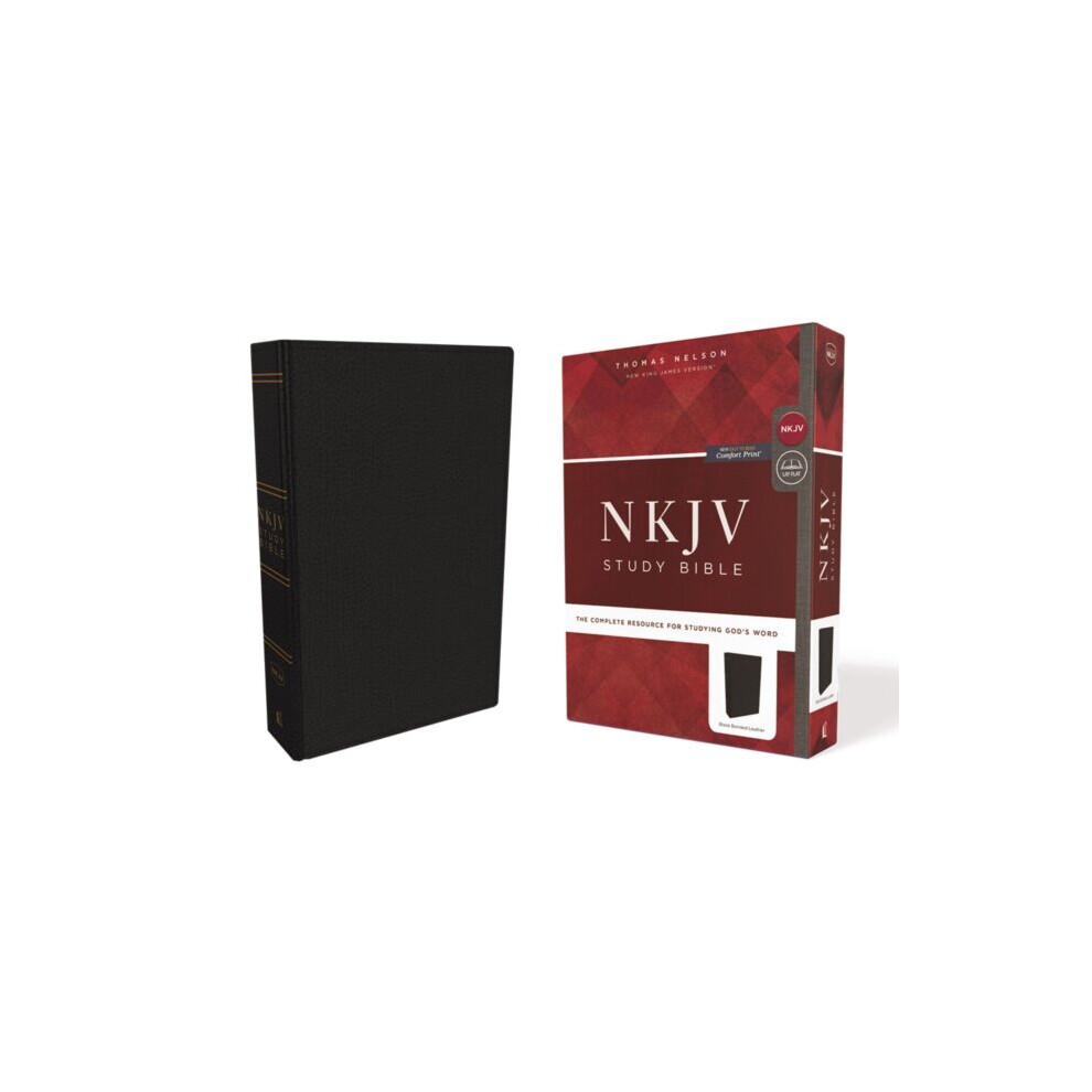 NKJV Study Bible Premium Bonded Leather Black Comfort Print by Thomas Nelson