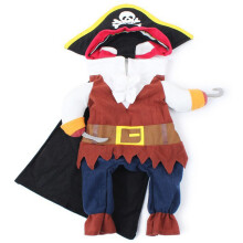 (L) Halloween Pet Dog Cat Costume Pirate Coat Hat Cosplay Fancy Dress Up Set