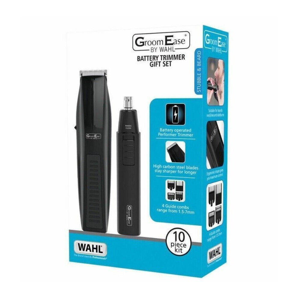 Wahl GroomEase Mens Cordless Beard Body Hair Trimmer Gift Set Clippers 5537-6317