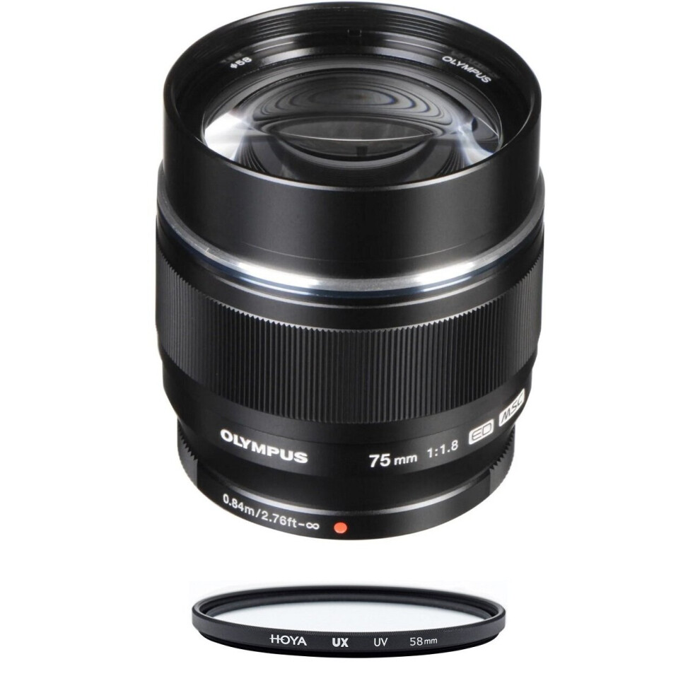 OLYMPUS 75MM F1.8 Black + HOYA UX UV 58mm Filter