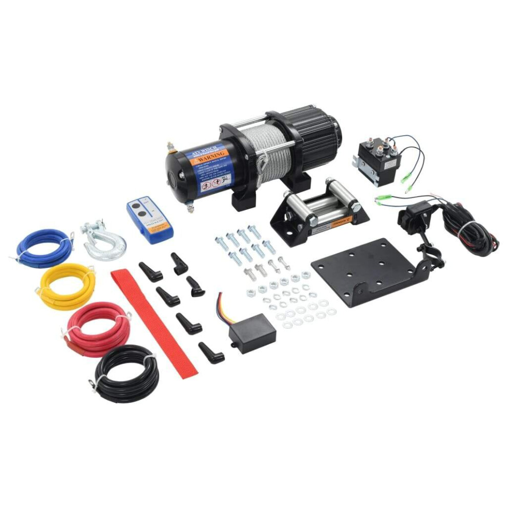 vidaXL Electric Winch 12V 4500lbs 2040kg & Remote Control Workshop Hoist Lift