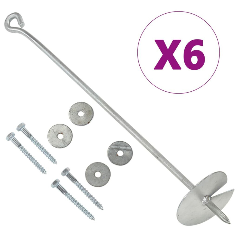 vidaXL 6x Earth Anchors Galvanised Metal Ground Anchor Hardware Accessory