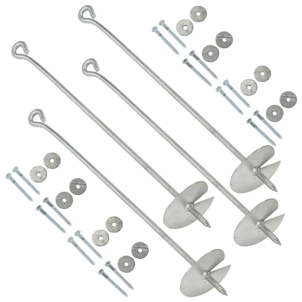 vidaXL 4x Earth Anchors Galvanised Metal Ground Anchor Hardware Accessory