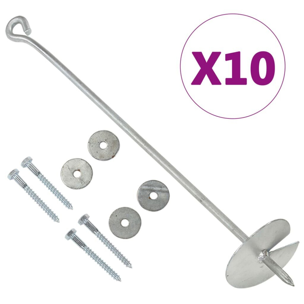 vidaXL 10x Earth Anchors Galvanised Metal Ground Anchor Hardware Accessory