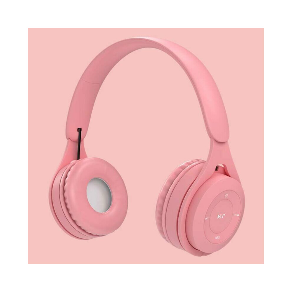 (Pink) Wireless Headphones Bluetooth Headset Noise Cancelling Stereo Earphone Universal Pink 795340633536
