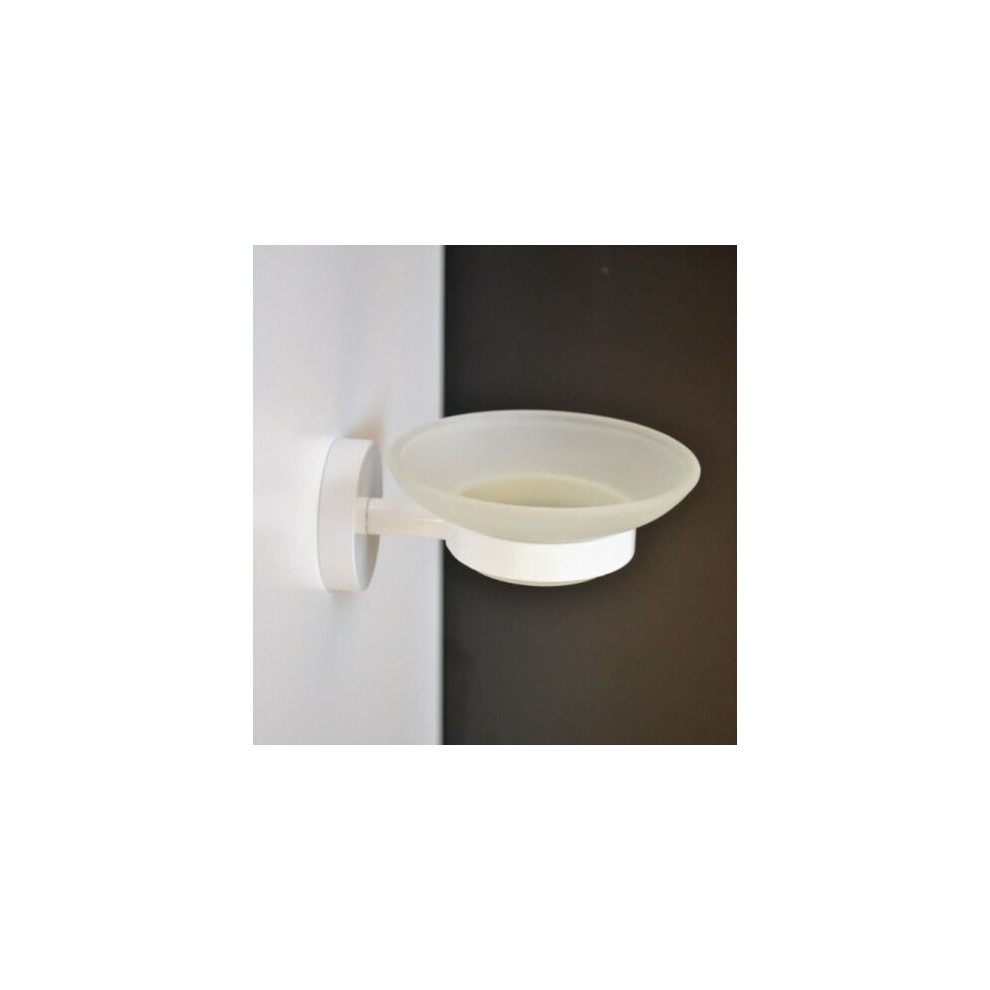 (White) Croydex Metal and Glass Soap Dish Holder