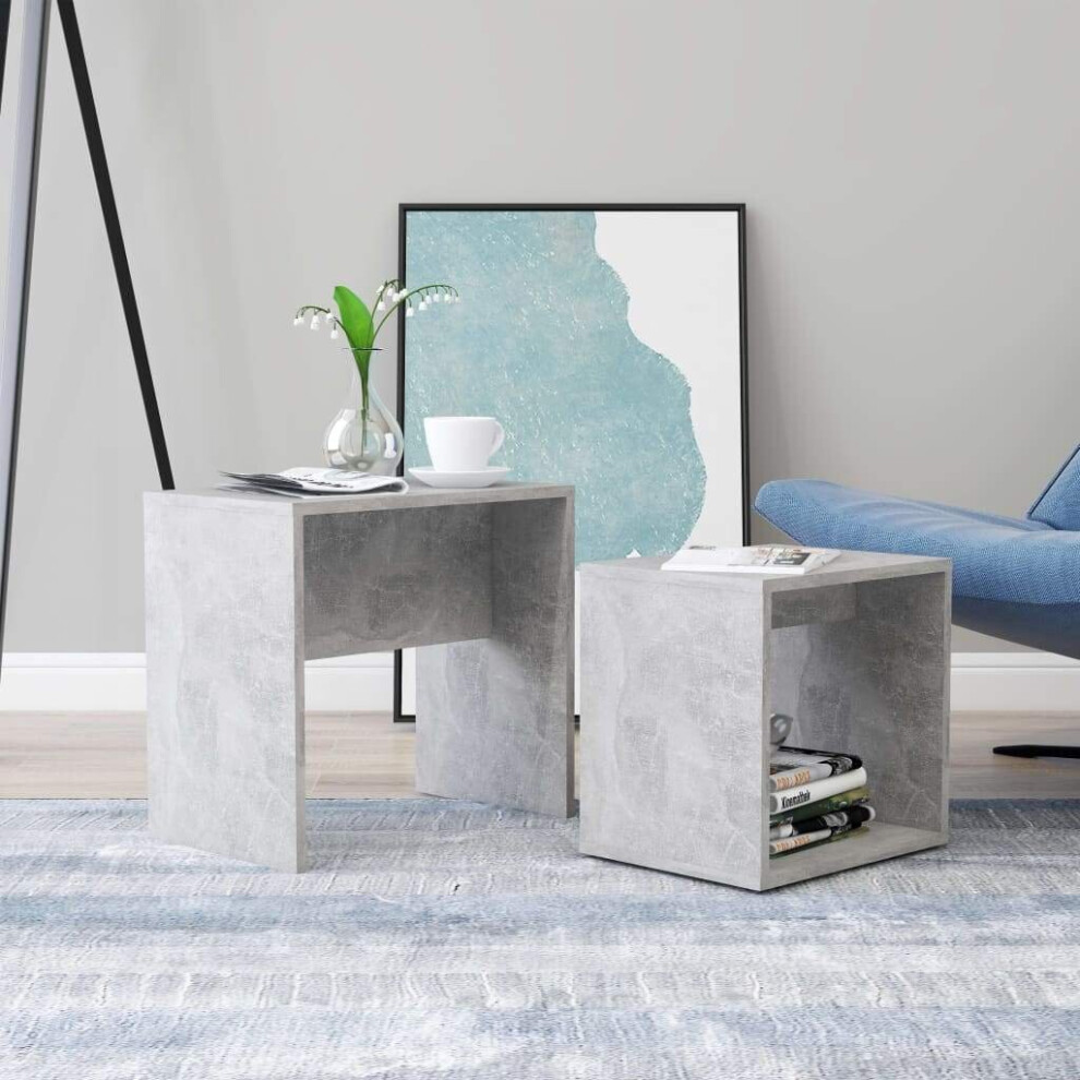 Vidaxl Coffee Table Set Concrete Grey Engineered Wood Indoor Furniture Stand