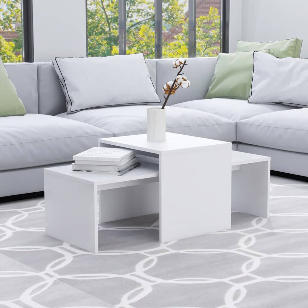 Vidaxl Coffee Table Set White Engineered Wood Indoor Furniture Accent Table