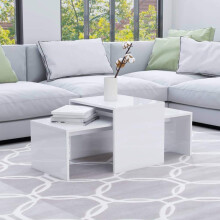 vidaXL Coffee Table Set High Gloss White Engineered Wood Living Room Furniture