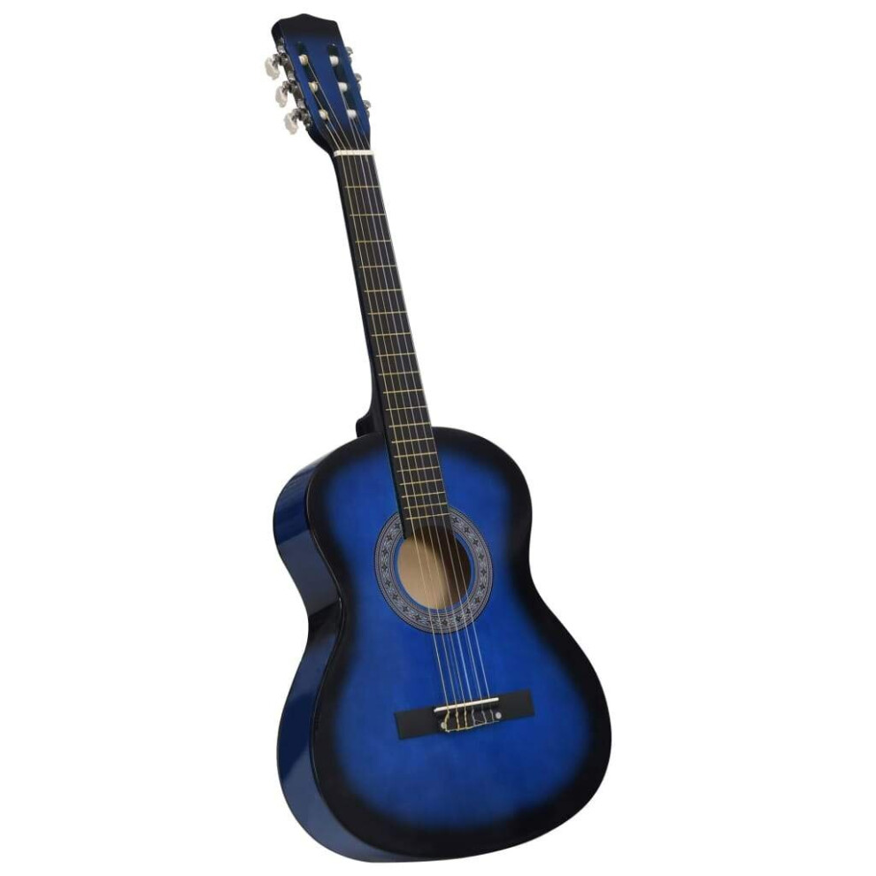 Vidaxl Classical Guitar For Beginner And Kids Blue 3/4 36" Music Instrument