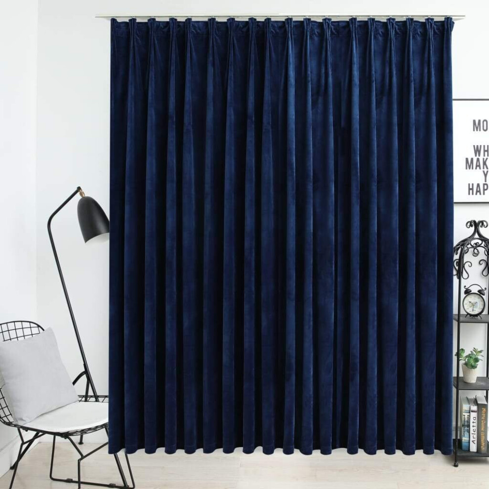 vidaXL  Blackout Curtain with Hooks Velvet Dark Blue 290x245 cm