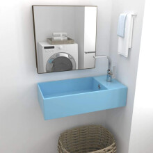 vidaXL Light Blue Ceramic Bathroom Sink with Overflow - Above-Counter Vanity Basin 480x250x150 mm