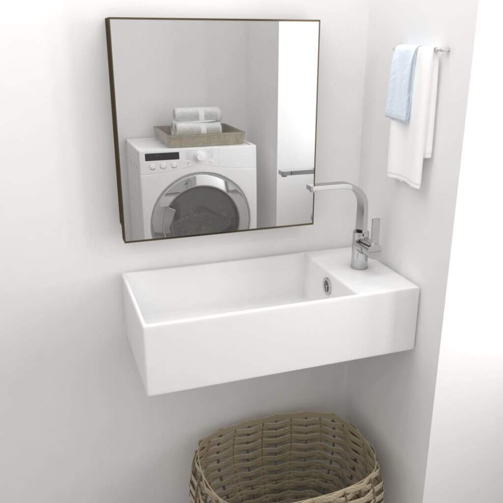 vidaXL  Bathroom Wall Hung Sink with Overflow Ceramic Matt White