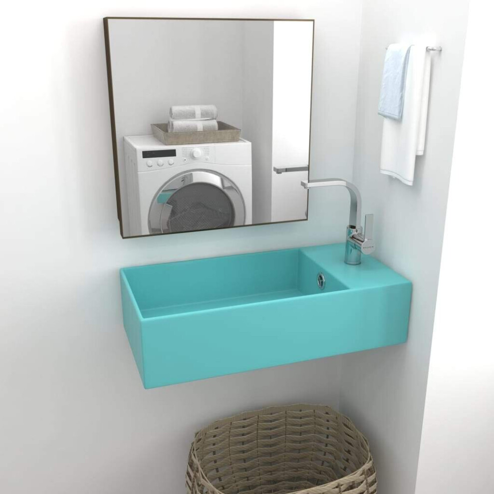 vidaXL Bathroom Sink with Overflow Ceramic Light Green Washroom Vanity Basin